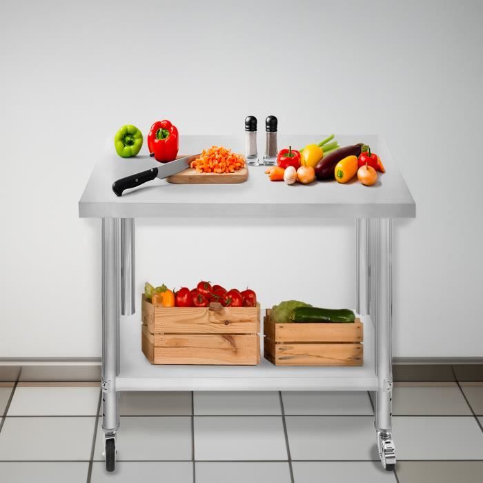 Table De Travail Inox Royal Catering - 60x120 Cm - Roulettes - 158 Kg Charge