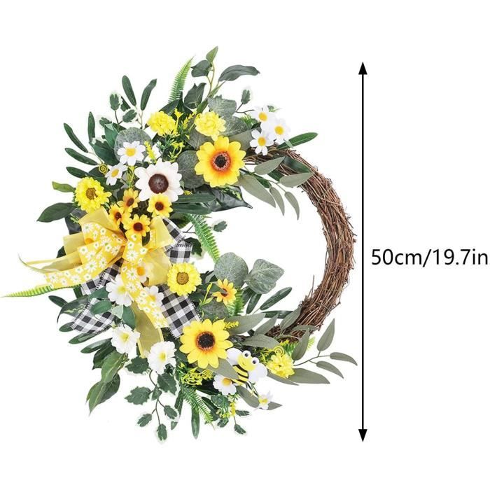 FFIY 20 pouces printemps porte couronne florale couronne de fleurs  artificielles pour été porte d'entrée mur fenêtre chambre décor extérieur -  - 