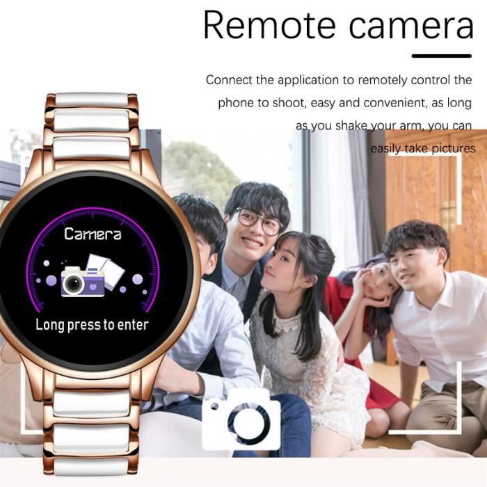 Montre Connectée Femme iOs Android Smartwatch Sport Cardio Traqueur  D'Activité Argent YONIS