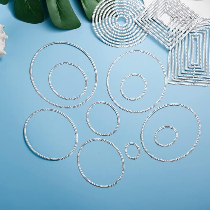 4 Matrices De Découpe Géométriques - Pochoirs Carré Rectangulaire Cercle Ovale Pour Scrapbooking Et Cartes