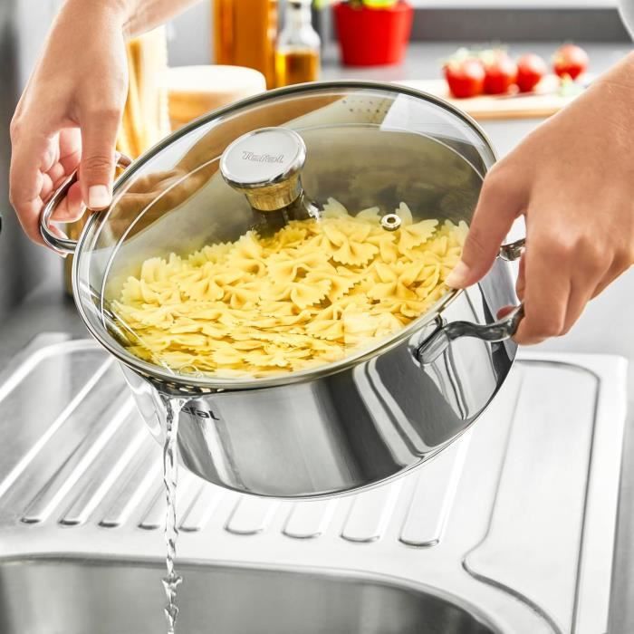 Faitout ANCORA 18 Cm – Inox 18/10 – Couvercle En Verre Trempé – BRA