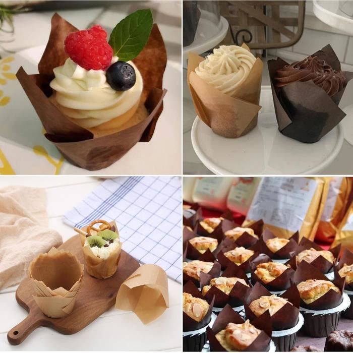 Lot De 100 Moules à Cupcakes Papier - Motif Fraise - Diamètre 68mm - Qualité Alimentaire