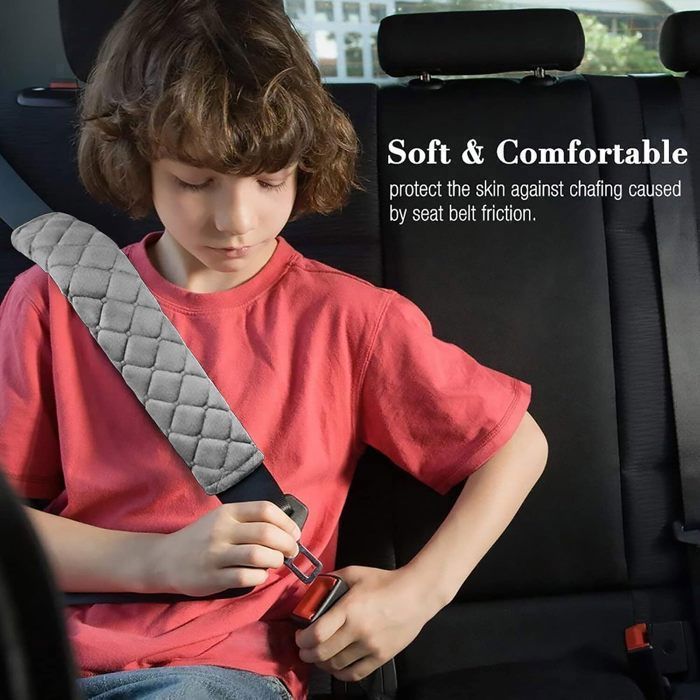 Spldsun 4 Pièces Protège Ceinture Sécurité Enfant - Coussin Confort Voiture Et Sac à Dos Noir 25cm