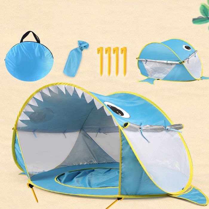 Tente De Plage Bébé Portable Pop-up UV50+ Avec Filet Moustique - Tente Voyage Pliable Pour Piscine Et Camping