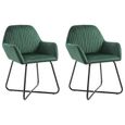 29308-Vintage Chaise de cuisine - Chaises de salle à manger 2 pcs Vert Velours Chaise à dîner - Fauteuil de Relaxation - Moderne-0