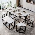 Ensemble table et chaise - ModernLuxe - Effet marbre - Blanc & noir-0