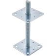 TRIBECCO® Support de poteau, vertical, réglable, (110 x 110 x 250 cm/filetage M 24), pied de support/de sol réglable en hauteur, gal-0
