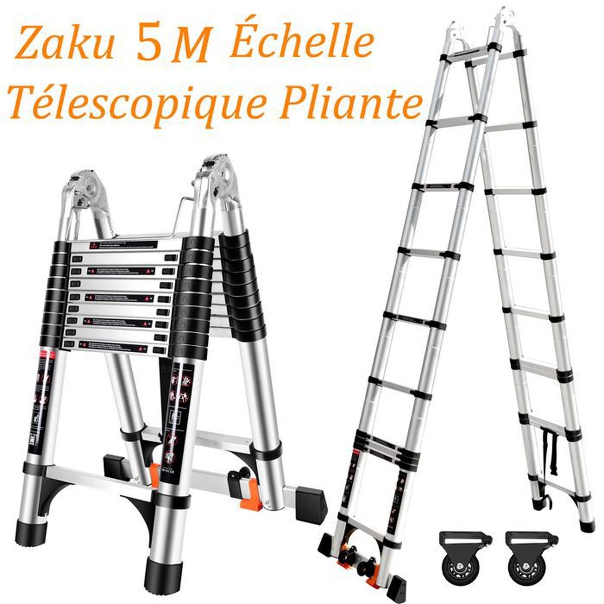 Escabeau Pliable 2 Marches GYMAX - 3 En 1 (Échelle, Chaise, Rangement) - 300kg