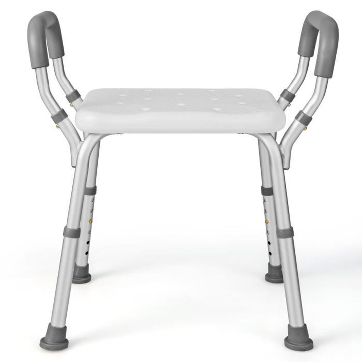 COSTWAY Lot De 2 Tabourets De Bar Extérieur - Tissu Beige, Cadre Métal, Accoudoirs, Repose-pieds - 76x62x130 Cm, Max 150 Kg - 1