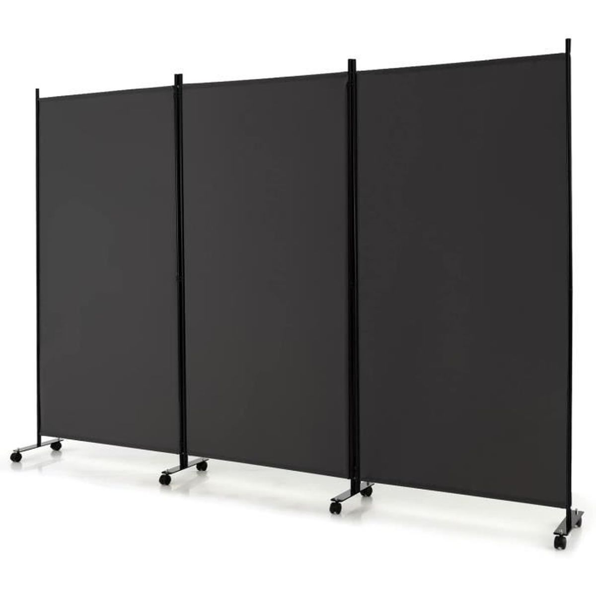 Paravent 4 Panneaux 225x173 Cm - Pliable Avec Roulettes, Pour Séparation De Pièce