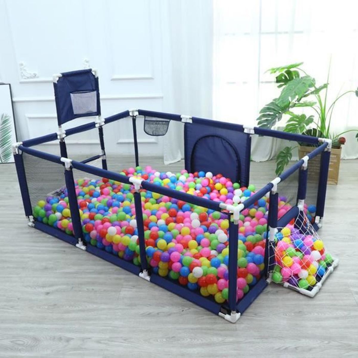 SINBIDE® Parc Bébé avec Panier De Basket, 129x190x65cm, Parc De Jeux Lavable Adapté À L
