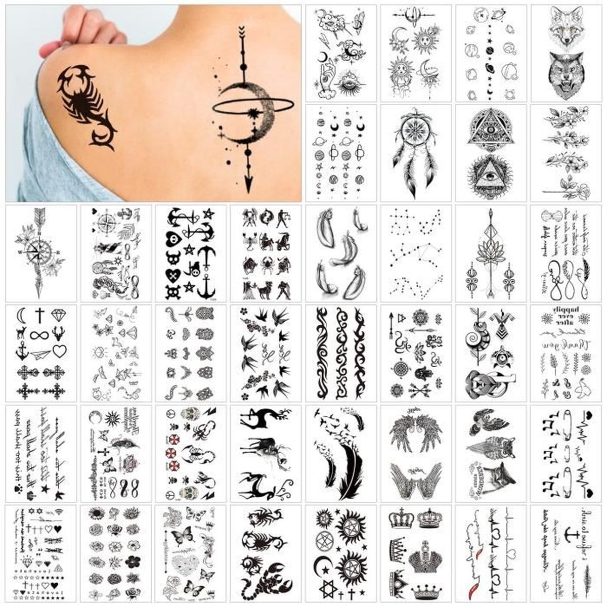 Tatouage éphémère Femme 40 Feuilles Tatouage Ephemere Femme, Faux Tatouage Imperméables, Tatouages  Temporaires Autocollants - Cdiscount Au quotidien