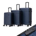 BRAND Set de 3 Valises de Voyage Rigide Bagage Cabine (55/66/75cm) ABS avec 4 roues et serrure de sécurité 100% - Marine