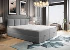 TRADA Lit adulte 180x200 cm ROYAL - avec matelas ressorts intégré, rangement et surmatelas - tissu velours – gris clair