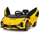 COSTWAY Lamborghini SIAN Voiture Électrique 12V/4,5 Ah pour Enfants 3-8 Ans,Télécommande 2.4G, 2 Moteur, MP3, USB, TF, Radio, Récit Jaune