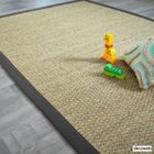 DECOWEB Tapis Jonc de mer Varana panama ganse coton anthracite (200x290 cm)