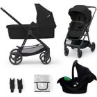 Poussette 3 en 1 Combinée Kinderkraft NEWLY, avec Siège auto I-size, Système de voyage, Légère 7,5 kg, Plie, Noir