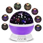 MONDPALAST Purple LED Lampe Projection Veilleuse Bébé Etoile Lumière Enfant 360º Rotation