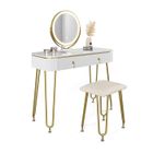 Vicco coiffeuse Grace, Blanc Haute brillance, 100 cm avec éclairage LED et tabouret