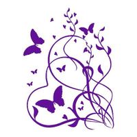 Stickers coeur papillon Ref: T-MK889 Violet 57x77 cm
