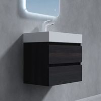 Sogood meuble de salle de bain gris foncé ensemble de 3 pièces meuble lavabo 60cm avec robinet argent bonde design Verona