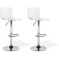 Beliani - Set de 2 chaises de bar transparentes blanches BUSAN