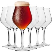 Krosno Verre à Tulipe Bière en Cristal - Lot de 6 Verres 420 ml - Collection Avant-Garde - Bière Cadeau - Lavable au Lave-Vaisselle