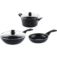 Ensemble de casseroles Westinghouse - Poêle wok 30 cm + Casserole 28 cm + Poêle à frire 30 cm - Marbre noir