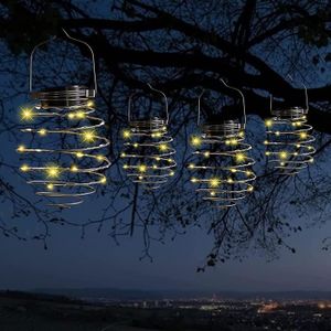LAMPE - LANTERNE Lot de 4 Lanternes Solaires à Spirale LED, Lampes 