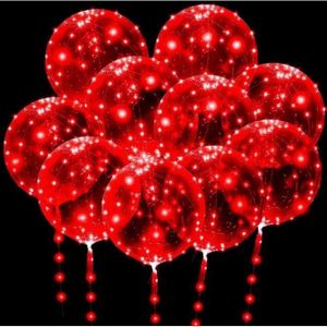 BALLON DÉCORATIF  Lot De 10 Ballons Lumineux Bobo À L'Hélium Led Rou