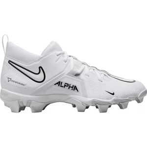 CHAUSSURES FOOT AMER. Crampons de Football Americain moulés Nike Alpha Menace Shark 3 Mid Blanc-Noir-47.5