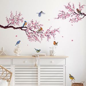 Sticker mural branche de cerisier en fleur - TenStickers
