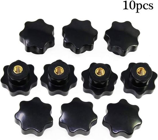 Boutons écrous De Serrage Type Tête étoile - Plastique Noir, Filetage Femelle M8, Lot De 2 Pièces Uxcell