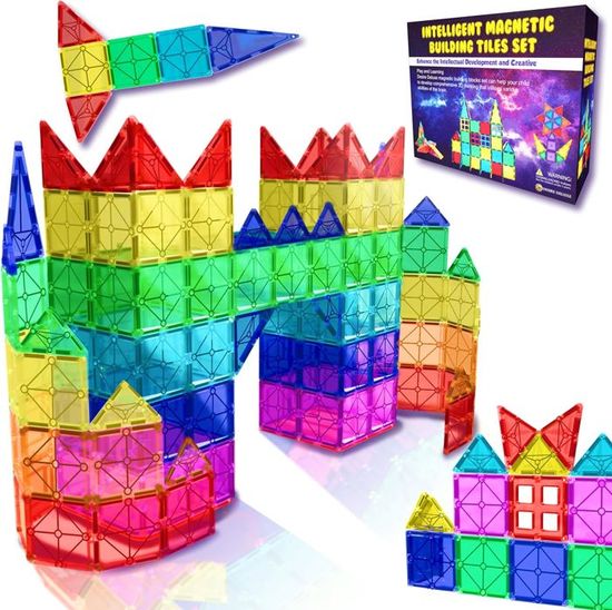 FUUHOMDY 52 Pièces Blocs Magnétiques 3D Diamant – Jouet Éducatif STEM Montessori Pour Enfants 3 4 5 6 7 8 Ans, Filles Et Garçons