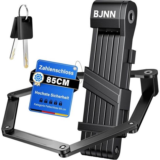 Antivols Vélo Pliant 85 Cm - 8 Segments, Serrure à Combinaison, Poids 800g, Fabriqué En Allemagne, Garantie 3 Ans