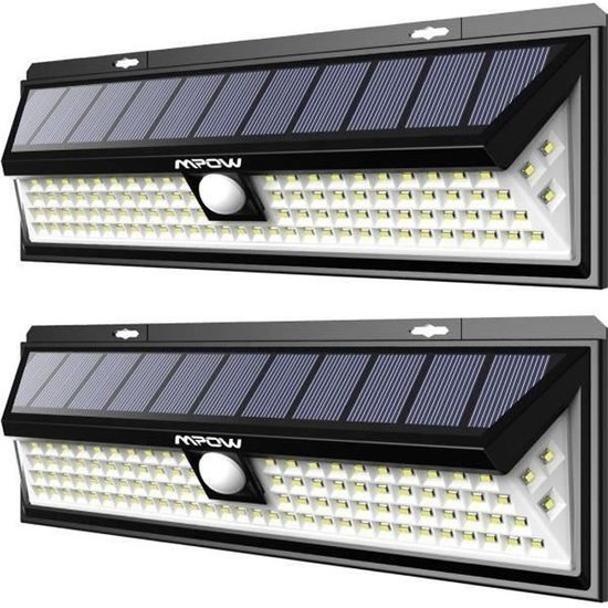 【Version Puissante】Mpow 2 Pack 102 LED Eclairage Solaire Extérieur Lampe Solaire Etanche 1100 Lumens 3 Modes d'éclairage Détecteur