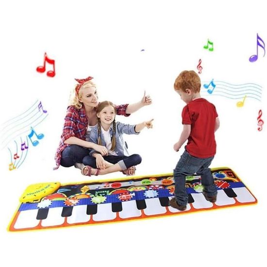 Children Tapis de piano musical portable avec clavier de piano sans pile coloré 