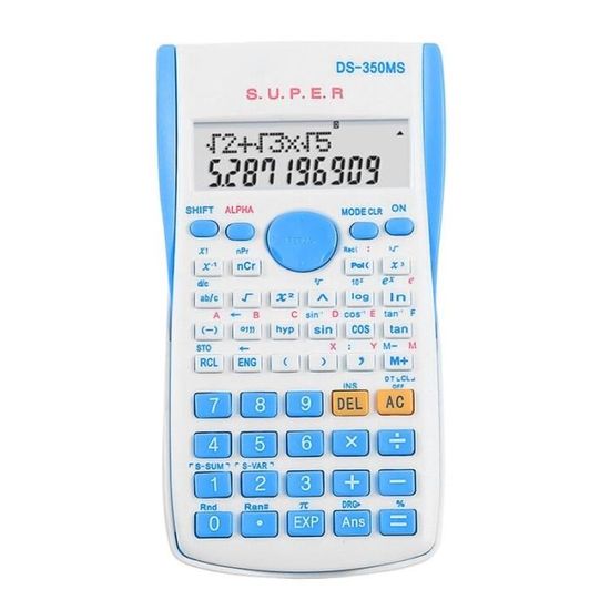 Calculatrice Scientifique 12 Chiffres – 240 Fonctions, écran LCD à 2 Lignes – Couverture Rigide Coulissante – Pour Collège, Lycée, études
