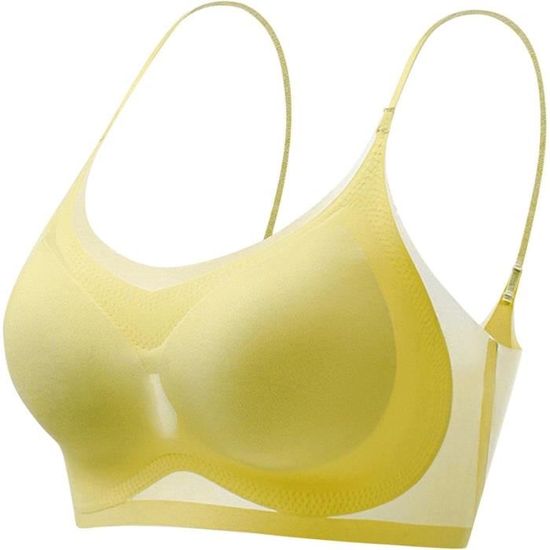 INNERSY Soutien-Gorge Sans Armature Femme - Soutien-Gorge Rembourré Sans Couture Col En V Doux Et Confortable
