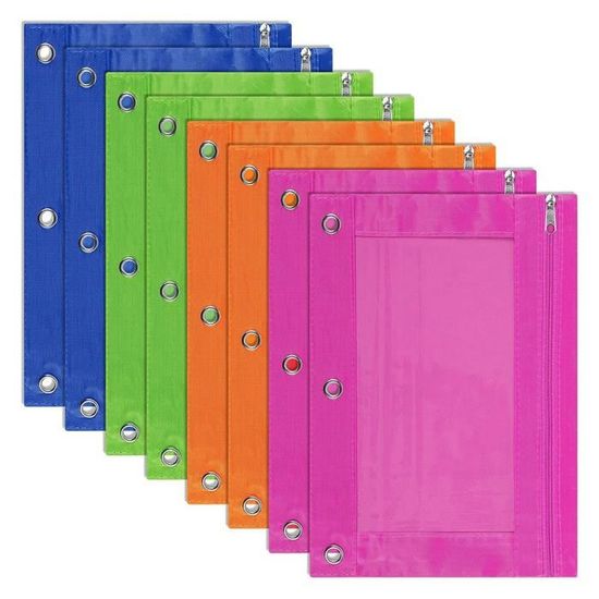 HZAOPZE 8 Pochettes Plastique 30 Trous Avec Anneaux Reliure - Kit DIY Pour Cahiers, Albums Et Fournitures Scolaires (8 Couleurs)