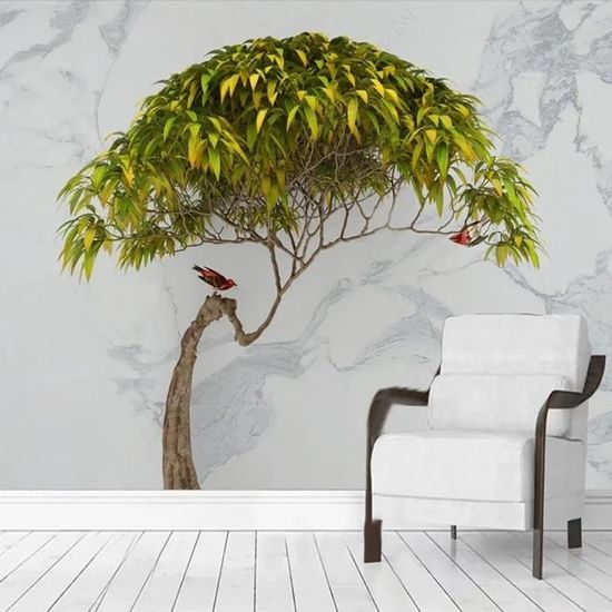 Papier Peint Panoramique Fleurs Et Oiseaux Élégants Style Aquarelle Papier Peint Intissé 3D