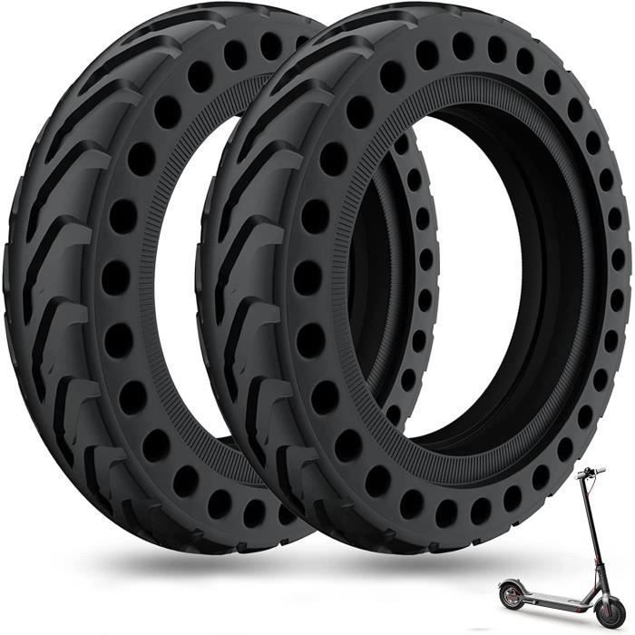 2 Pièce Pneu Plein pour Xiaomi M365/Pro/Pro 2/1S, Roue Alveolée Dure Anti Crevaison Anti Dérapant Solide 8,5 Pouces Avant/Arrière