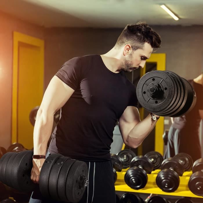 ROB® Jeu d'haltères haltères Biceps Triceps de musculation d'entraînement libre 30KG