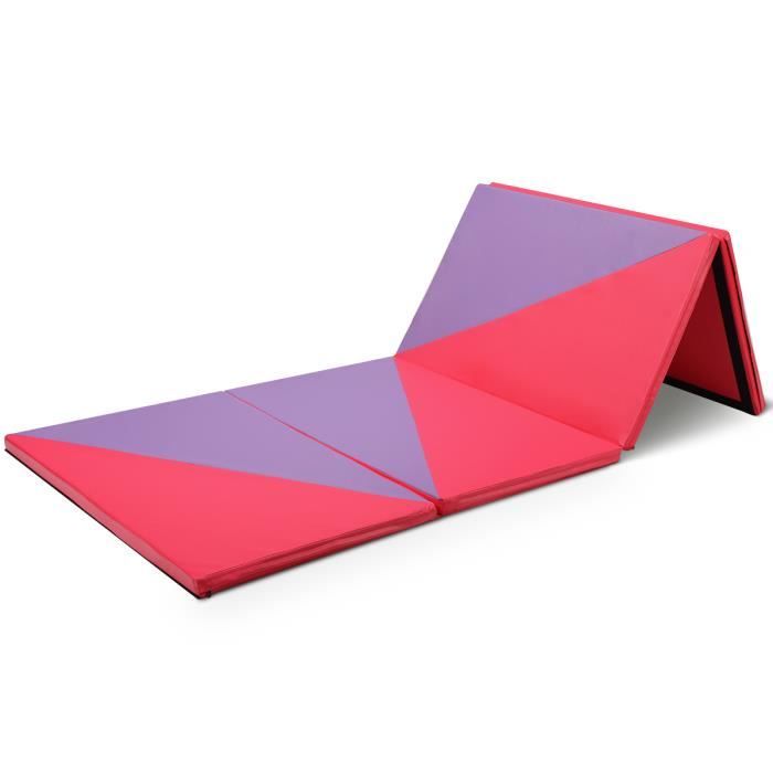 COSTWAY Matelas de Fitness Portable 300 x 120 x 5cm Tapis de Gymnastique Pliable Natte de Gym pour Fitness,Yoga et Sport Rose+Violet