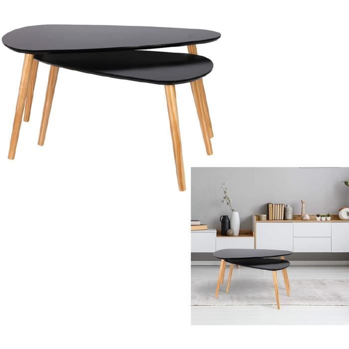 THE HOME DECO FACTORY HD6404 Table Gigogne Bois Galet Noir, MDF, 80 x 50 x 40 cm168