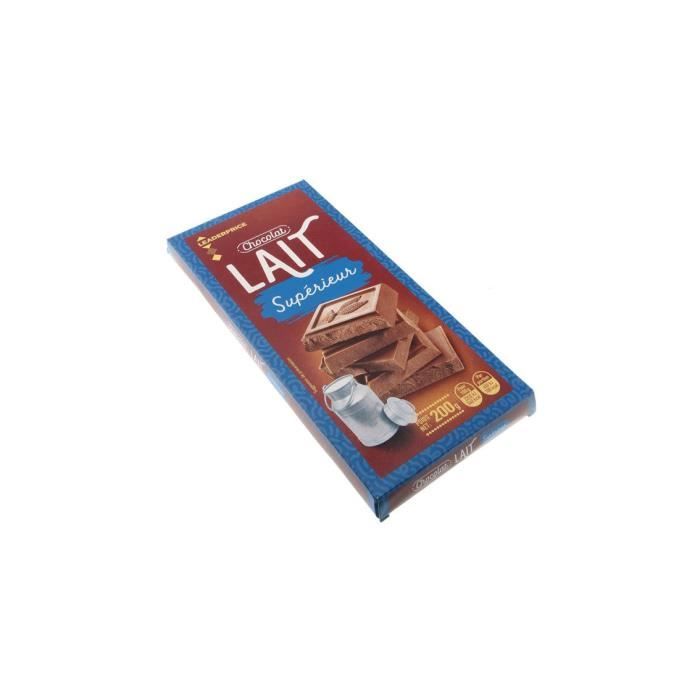 Tablette chocolat au lait supérieur Leader Price - 200g