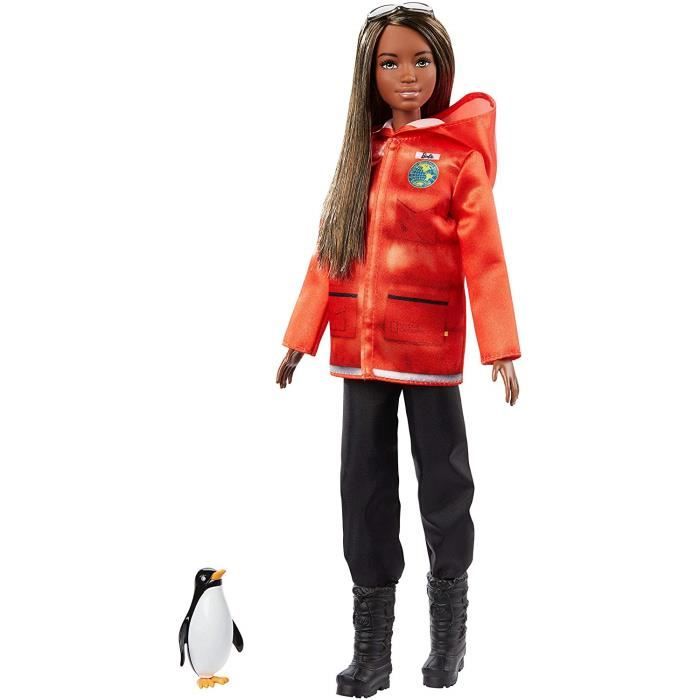 Barbie Métiers National Geographic poupée Biologiste Marine et Figurine Pingouin, Jouet pour Enfant, GDM45