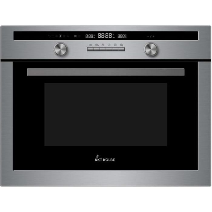 Four micro-ondes intégrable (60cm, 3.4kW, 44 l, autosuffisant, air chaud, grille, inox et verre, écran LED, vitrage de protection