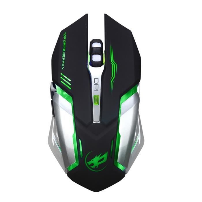 Souris,Souris de jeu sans fil Rechargeable rétro éclairé souffle confort Gamer souris muettes silencieuses pour - Type Black
