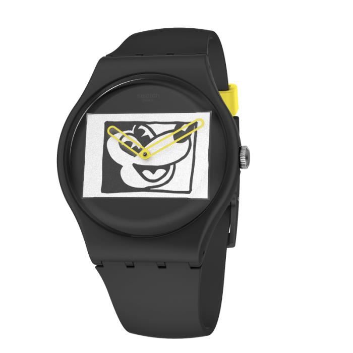 Swatch orologio MICKEY BLANC SUR NOIR special edition KEITH HARING 41mm Original New Gent SUOZ337